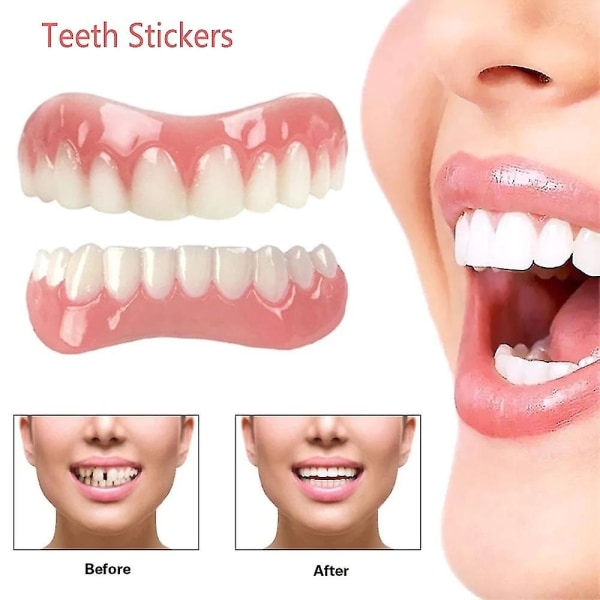 Extra tunna Fake Bright White Tooth Faner Silikon Mjuk Säker Adhesive Protes Dölj Skugga hängslen Bekväma tänder Ortodontisk Dvm