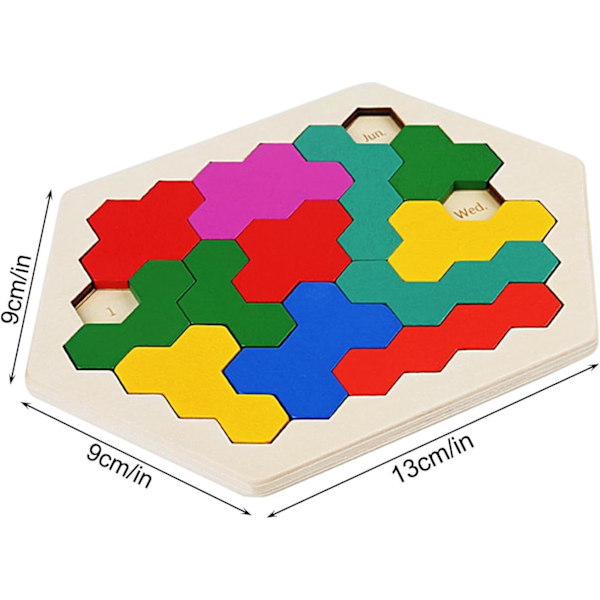 Ryska blockpussel, hexagonpussel för barn och vuxna, bärbara tangramgeometri logiska intelligenslekar