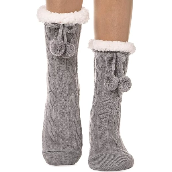 Tøfler Fluffy Sokker Plysjhytte for kvinner Vinter Varm myk ull Komfortable tykke sokker med grep