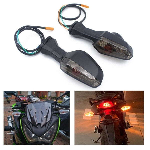 Motorcycle Front and Rear Turn Signal Light Indicator Blinker for 250 300 600 Z1000 ER-6N,B Smoked Color