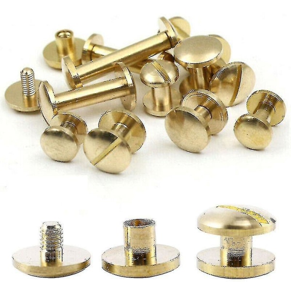 10x Arc Belt Screw Leather Craft Chicago Nail Brass Solid Rivet Stud Head 4-10mm 4mm