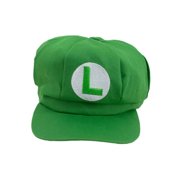 Super Mario Bros Hat Luigi Letter Printed Cosplay Newsboy Cap Baseball Kepsar För Vuxen Waluigi Wario Odyssey Cap Green