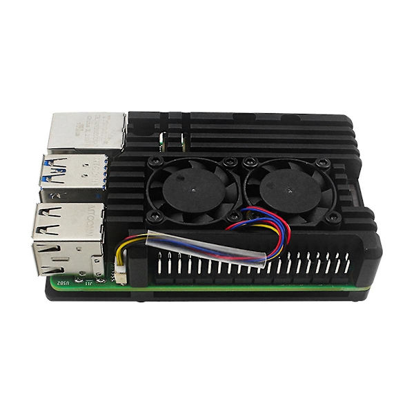 For 5 Aluminium Alloy Case Heatsink Cooler, Passive Cooling Case for 5 with Dual Cooling Fan Black