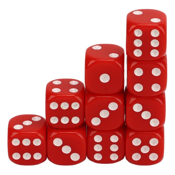 30 Pcs Dice Set 6-Sided Round Corner White Number Dots Plastic Portable Game Dice for Board Games Math Teaching Red