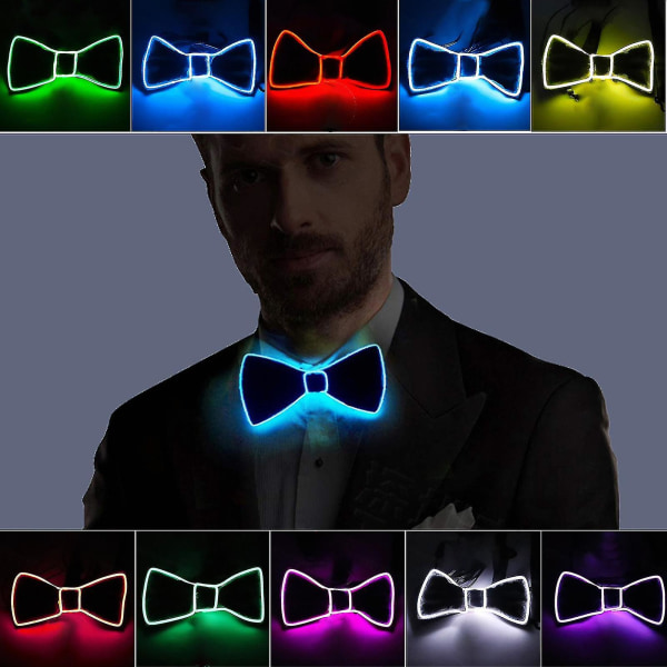 Led Light Up Bow Tie With Flashing Modes Adjustable Long-lasting Wide Application Bow Tie Prom Dress Performance Props