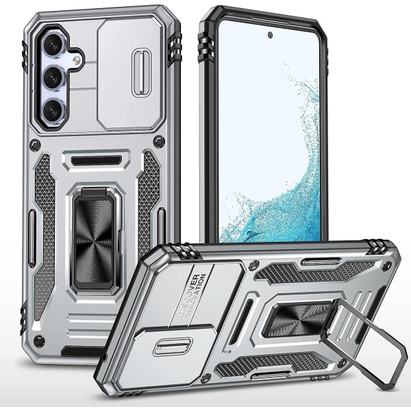 Armor Military-grade Skal Kompatibel Samsung Galaxy A54 5g Med Glidande Kameraskydd & 360 Kickstand Grey