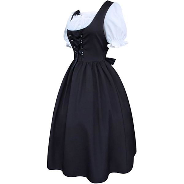 Oktoberfest-puvut Naiset Korkeavyötäröinen Saksalaisen Keskiajan Pitkä Mekko Puku Bavarialaisen Oktoberfest-Karnevaaliin Black XXL