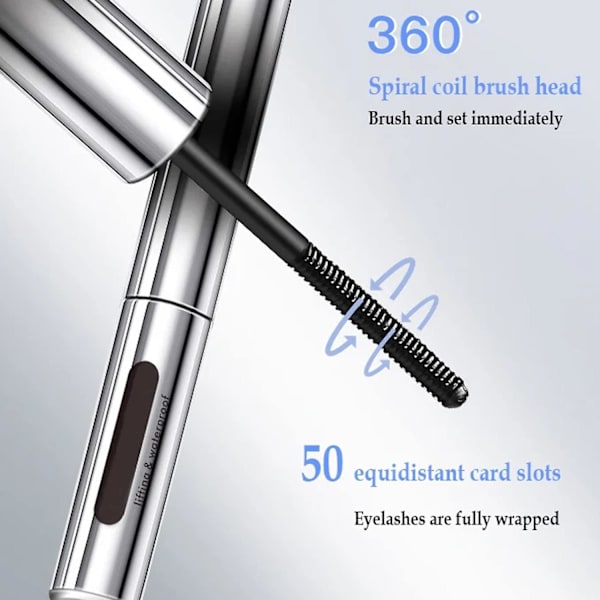Børsteløs metal mascara, vandtæt metal mascara, 3d mascara fiber vipper sort slank ikke-udsmurt langvarig 3pcs