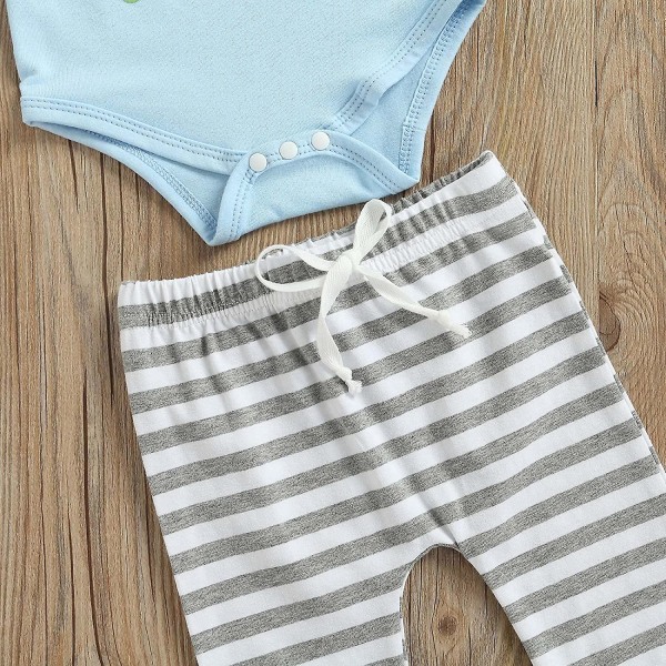 Nyfödd baby Flickor Pojkar Påskdräkter My 1st Easter Romper Body Stripe Bunny Byxor Hatt 3st Set