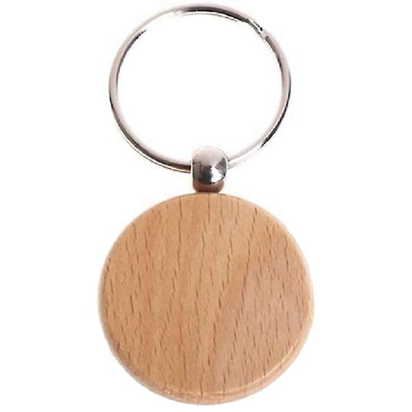 40 stk blank rund trænøglering gør-det-selv træ nøgleringe nøglemærker Can diy-gaver