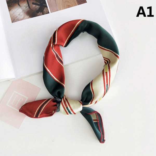Naturlig sidenscarf Kvinnor Design Print Fyrkantig halsduk A1
