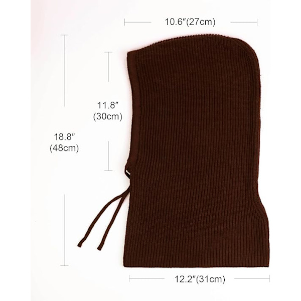 Vinterhatte til kvinder Balaclava strikket hue Skull Cap med snøre varm hætte hue hat Coffee