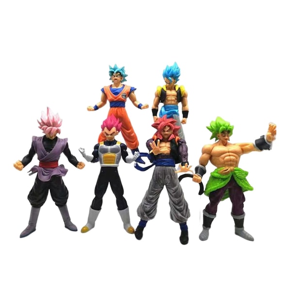 6 stk Dragon Ball Z figursæt: Super Saiyan Goku Son Blue Gokou Vegeta & Broly actionfigurer As shown