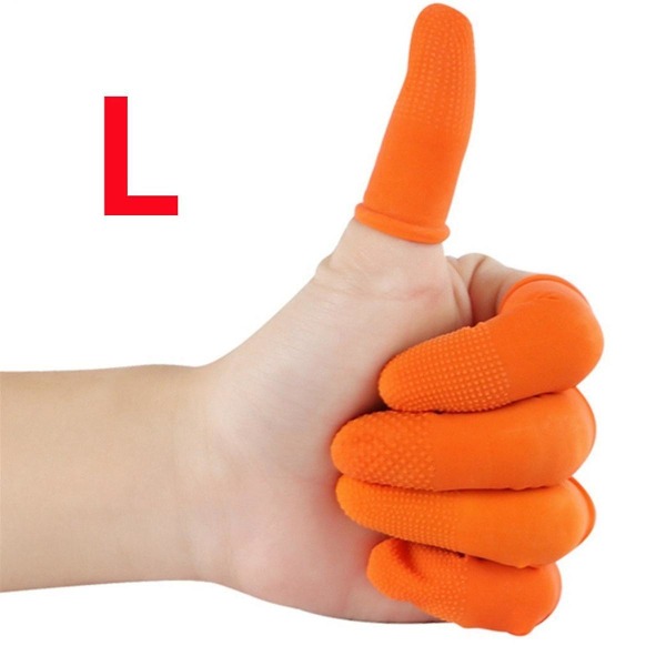 100 st Gummi Anti-Finger Babysängar Orange Engångs Skyddande Finger Babysängar för elektronisk reparation Orange