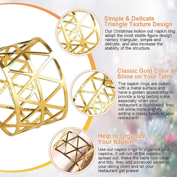 Serviettirenkaat, 12 kpl kultaiset serviettirenkaat, päivitä tukevat metalliset serviettirenkaat, metalliset serviettirenkaat gold 6 pcs