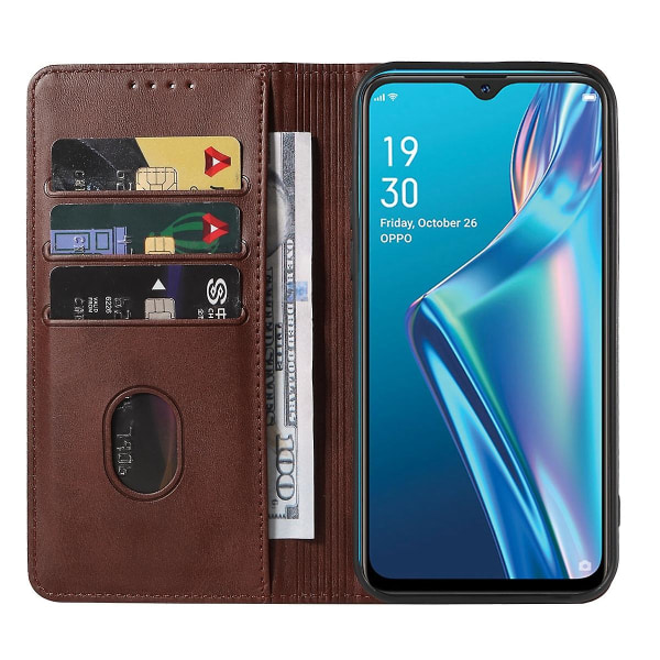 Oppo A12 -puhelinkotelo magneettilukolla Brown