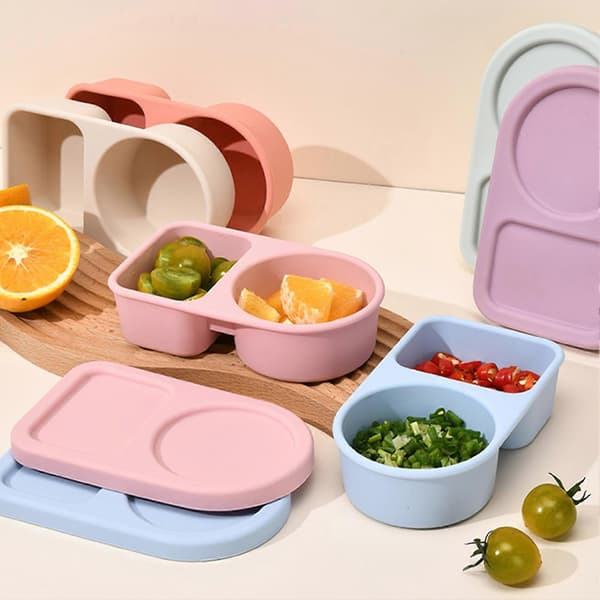 2-facks silikonsåsbox – 360° läckagesäker – för lunch och kylskåp Beige A