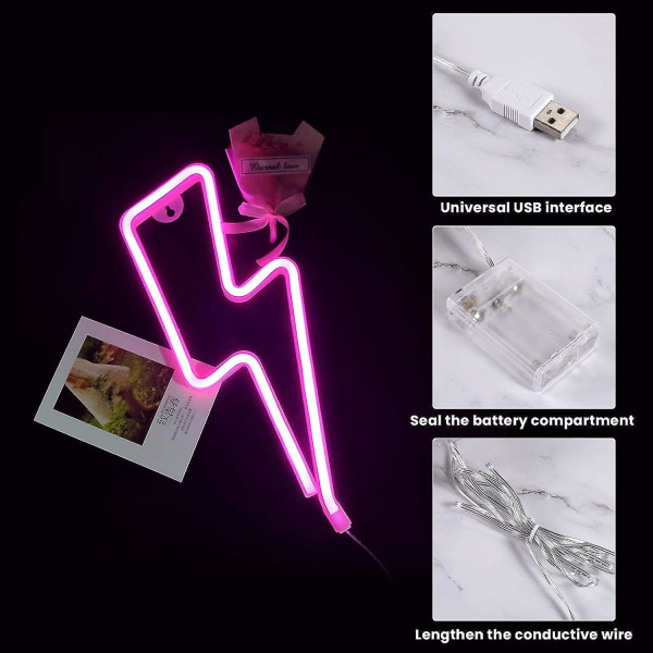 Lightning Neon,led Lightning Shape Neonskylt,neon Batteri/ USB Nattljus,led Lightning Sign Dekor