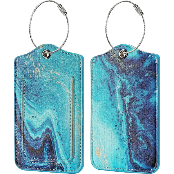 2-packs bagagelappar med ID-kort för fullständigt cover och spänne i rostfritt stål för resväska resväska ID-etiketter