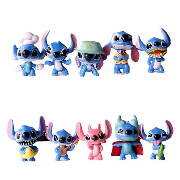 10 kpl / set Lilo ja Stitch Figuurilelut Kakkupäälliset Kodinsisustuskoristeet Lapsille Aikuiset Lelut Lahjat