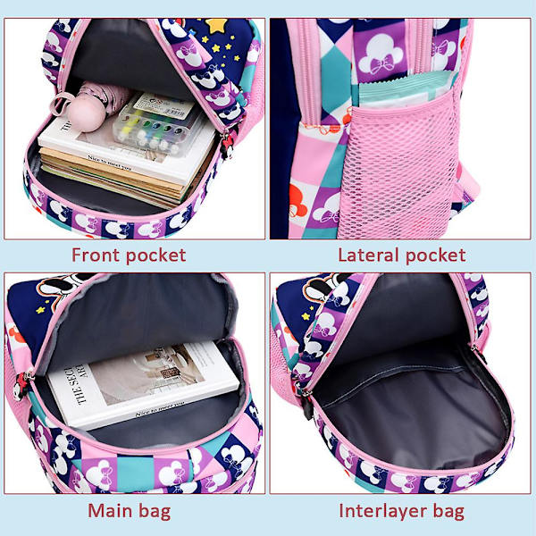 Minnie Mouse Mini Ryggsäck för Småbarn Flickor Skolväska Lätt Bokväska Presenter Dark Blue
