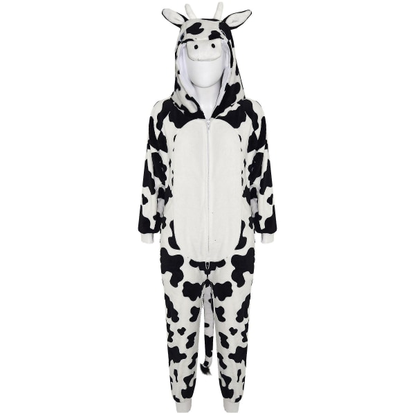 Unisex Fleece Kutrykk Loungewear Onesie Cow 7-8 Years