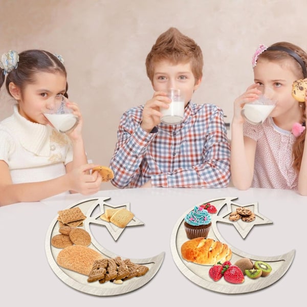 Ramadan-puinen tarjotin Kuun tähden muotoinen pöytäkoriste Keittiölautanen Hedelmävälipala Ruokatarjoilu Eid Mubarak Ruokaan Hedelmävälipala Jälkiruoka