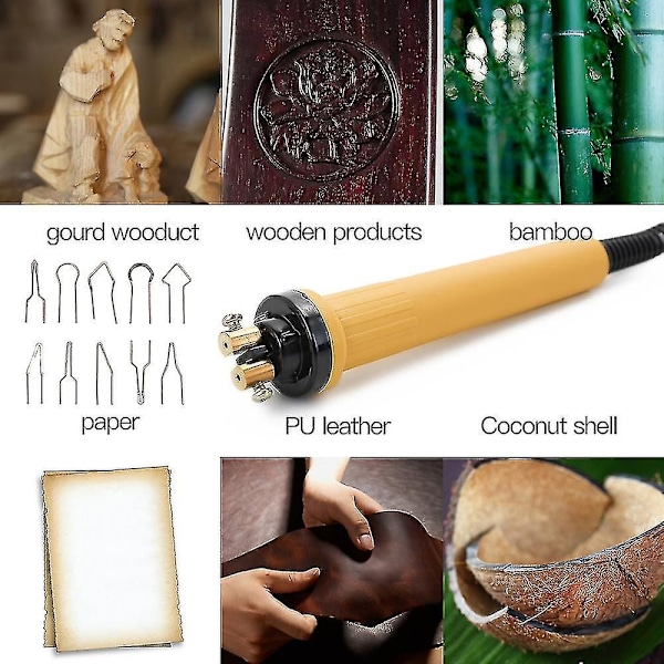 Puu poltin pyrografia kynä poltto kone kurpitsa käsityökalu sarja hitsaus lanka yläpää säädettävä lämpötila