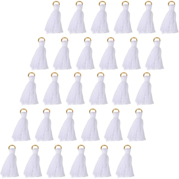 Bulk øredobber 100 stk minidusker Silke håndlagde dusker Bokmerke dusker for smykkefremstilling (hvit)