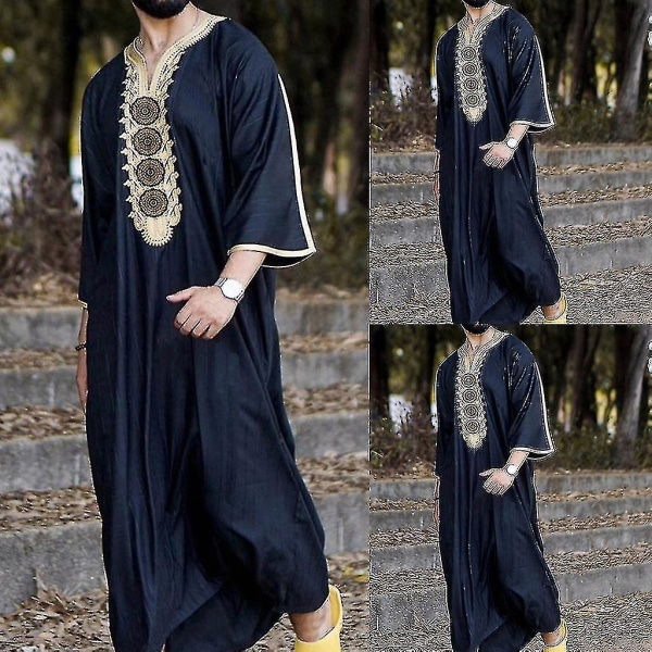 Muslimska Män Thobe Mellanöstern Saudiarabien Kaftan Islamisk Abaya Klänning Lång Robe