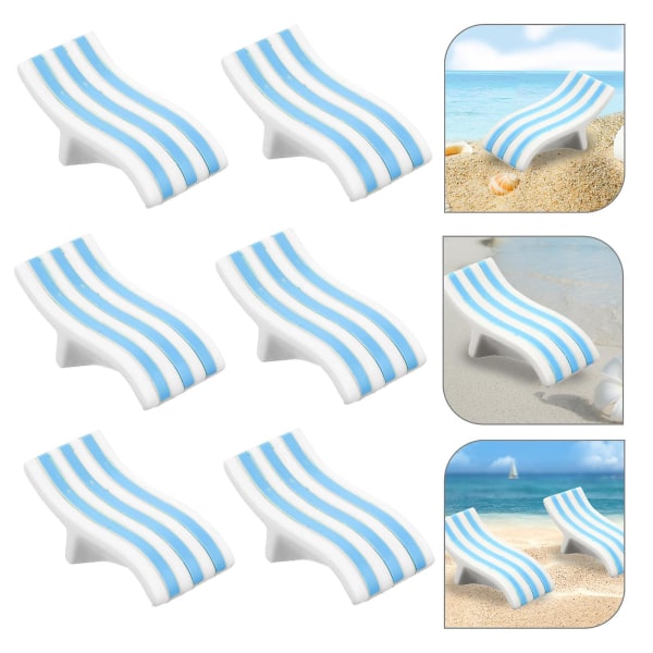 6pcs Dollhouse Mini Beach Chairs Miniature Lounge Chairs Tiny House Kids Pretend Play Toys