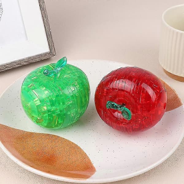 Kristalläpple Stereoskopisk 3d-pussel Spatialt Tänkande Belysning Montering Demontering Äpple. Julklapp Red A1