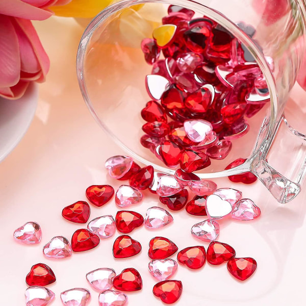 200 stykker akryl rødt hjerte til valentinsdag, bryllup hjerte scatter bordpynt, akryl hjerte til vase fyldstoffer, 0,5 tommer (200 stykker, rød, P