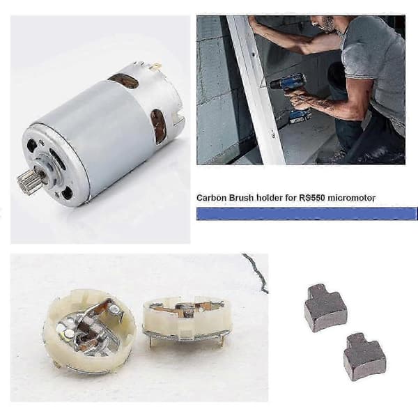 Karbonbørster for drilldriver - 4 stk. med 2 RS550-holdere