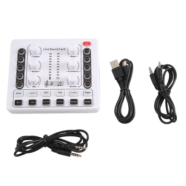 M8 Audio Interface Podcast Equipment Caster - Allt i ett - Portable Podcast Production Studio med Premium Mic Preamp White