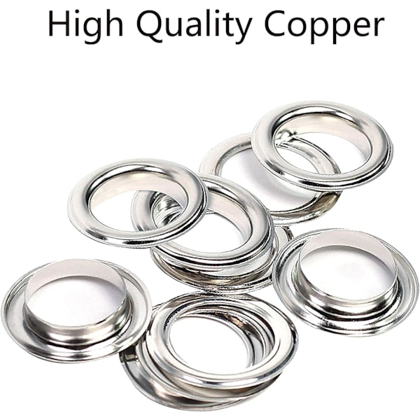 100 Set Öljetter Kit Öljetter Monteringsverktyg för Presenning Tyg Gardiner (2/5 Tum Innerdiameter)