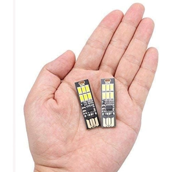 Global 5 USB LED-lys til bærbare tastaturer, superlys med 6 LED'er og en tastdæmper til at justere lyset, hæng på nøglering (varm hvid)
