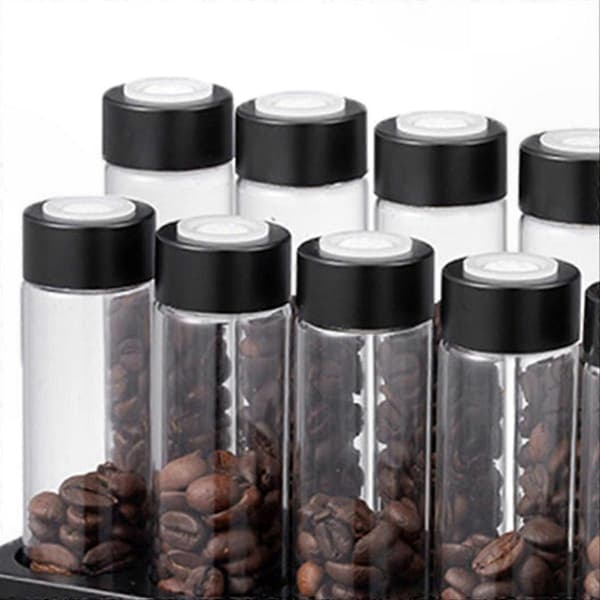 Displaystativ i valnøddetræ til kaffedåser og te-rør Køkkenkrukkestativ Black