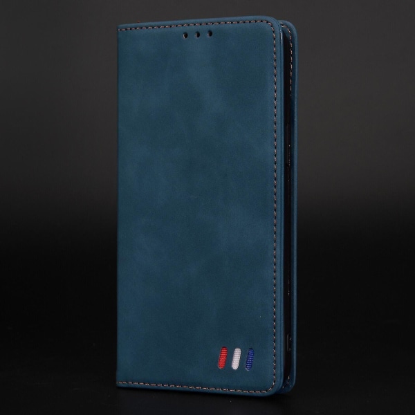 Iphone 12 Case Magneettisesti Suljettava Lompakko Kirja Flip Folio Jalusta Näkymä Cover Iskunkestävä - Sininen