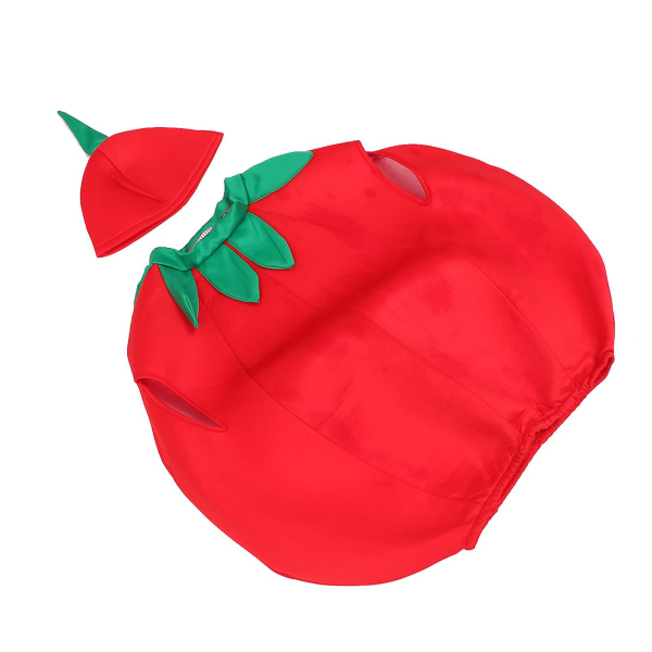 1 Set Tomato Performance Costumes Clothes And Hat Fabric Outfit (120-130cm) Red M