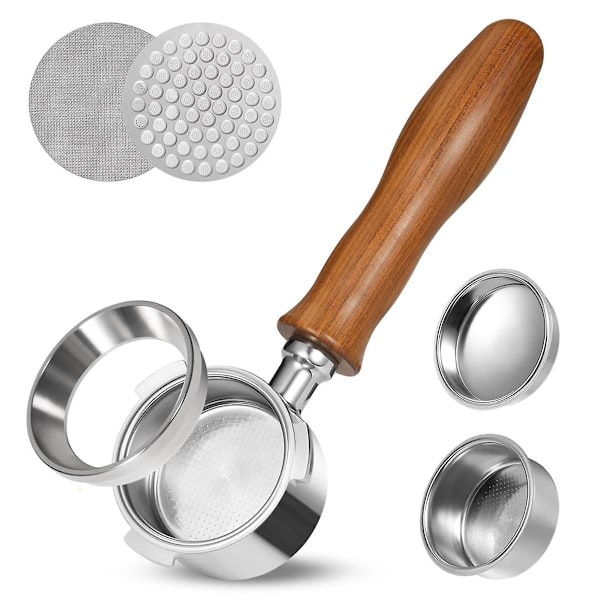 51mm pohjaton portafilter, ammattimainen espresson portafilter suodatin korilla, seula ja espresson annostelu suppilolla As Shown