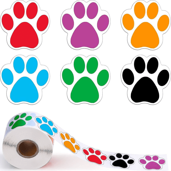 Koiran tassun koristetarrat lapsille, 1,5 tuumaa 6 väriä Koiran jalanjälkitarrat Itseliimautuvat mallit