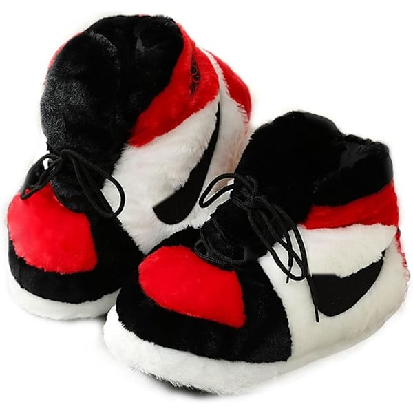 Sjove Slippers Sportsko, Ultra Komfortable og Hyggelige Hjemmesko, Indendørs Sportsko, Plys Indendørs Unisex Slippers Red White