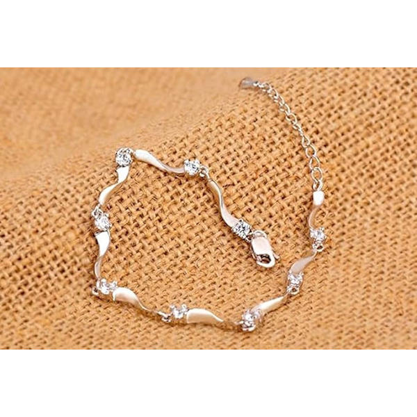 925 Sterling Sølv Armbånd Fremstillet med Skinnende Hvid Zirkonia til Kvinder Piger