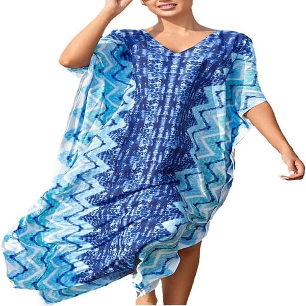 Kvinders trykte Kaftan Maxi strandkjole En størrelse
