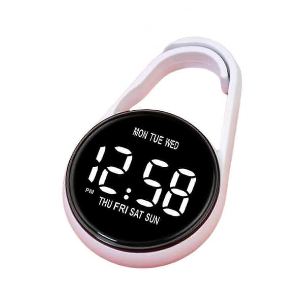 Digital Pocket Watch with Touch Screen, Night Light, and Waterproof Design for Students White