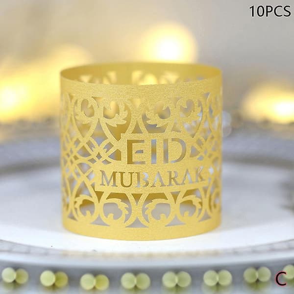 10 st Eid Mubarak Pappersservettring Spänne Dekoration Pappersring Handduksspänne A 10 Pcs