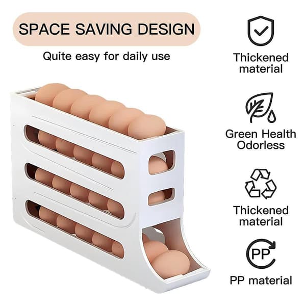 Eggdispenser - Automatisk Rullende Eggbrett Organizer, Plassbesparende Kjøleskaps Egg, Rommer 28 Egg Samtidig -B