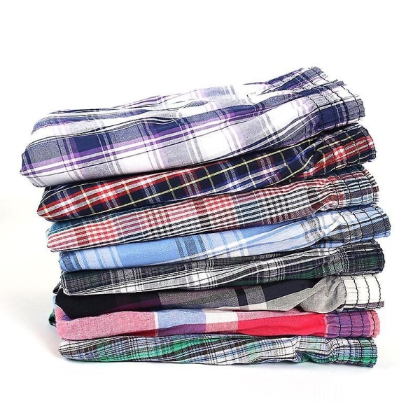 4-pack Men's Boxer Shorts Woven Cotton 100% Classic Plaid Combed Male Underpant Loose Breathable Random M