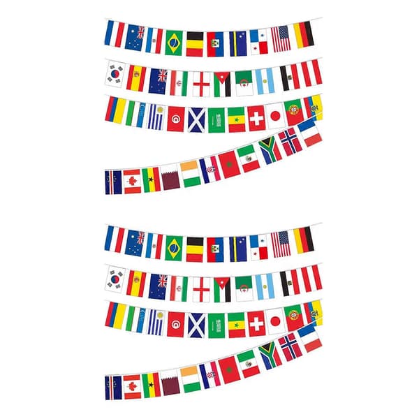 Alle 48 landenes flaggbanner 14,5m Solid håndmalt stuedekor 2pcs